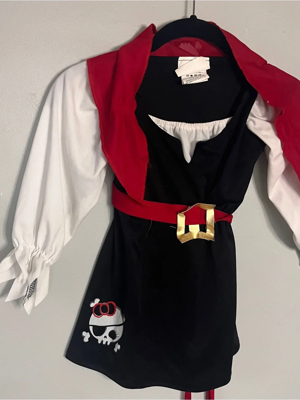 Halloween Black, Red & White Girls Pirate Costume Dress 4T-6T